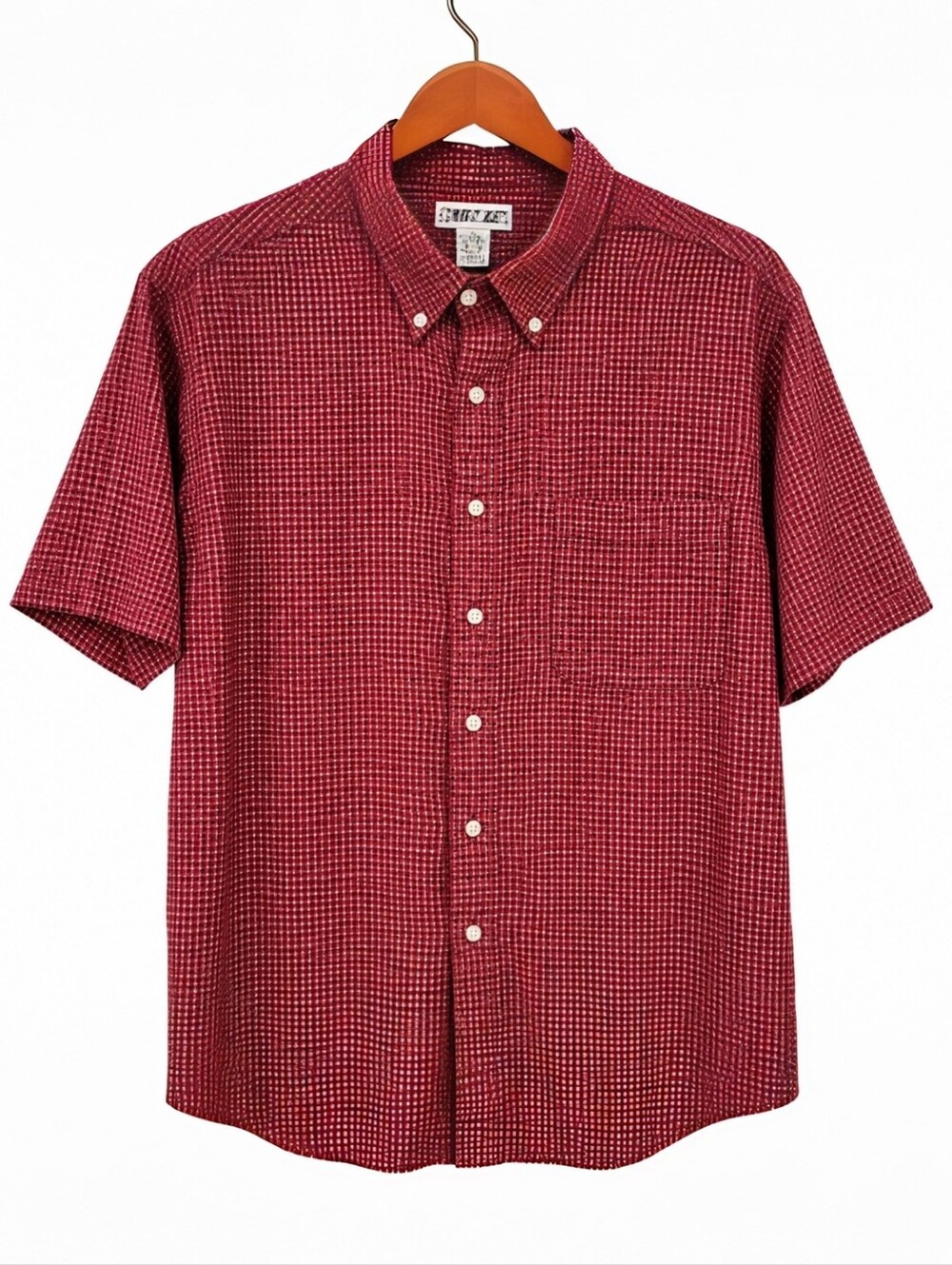 Cherokee XL Red Plaid 100% Cotton Short Sleeve Button Down Shirt